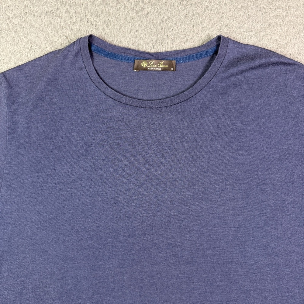 Loro Piana Levo Silk Cotton T-shirt Mens Small Blue Short Sleeve Crewneck
